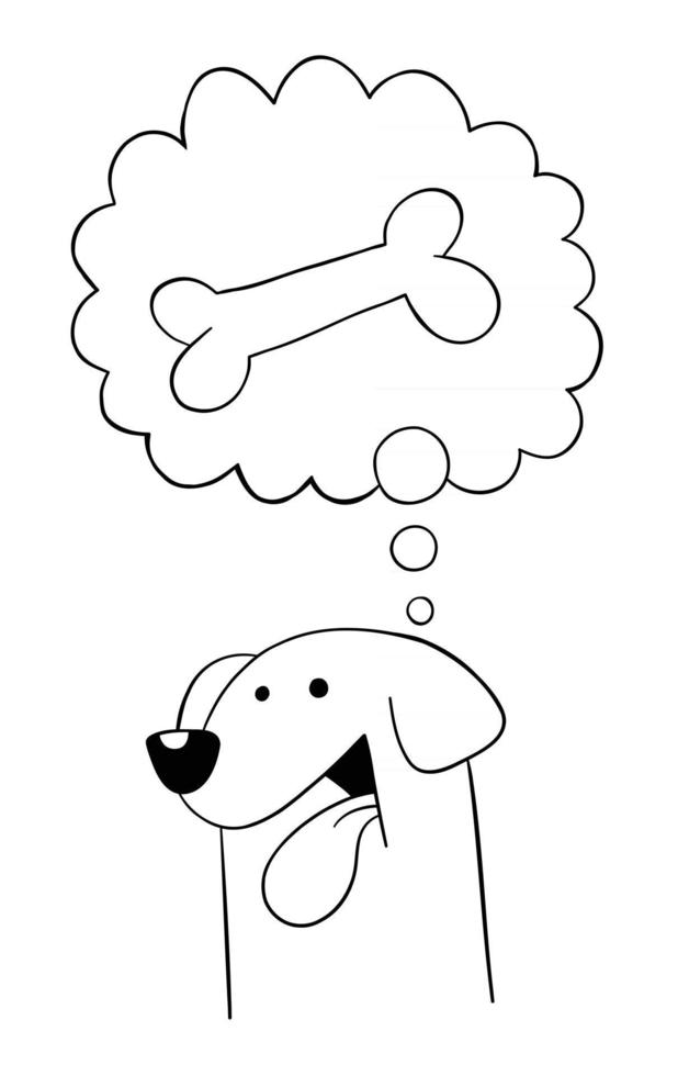Cartoon dog wants bone, vector illustration