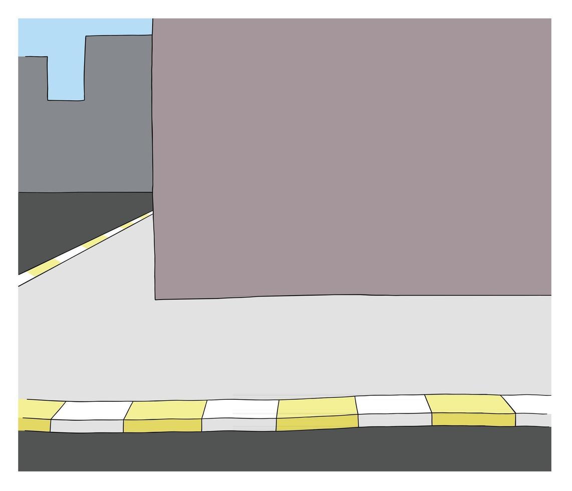 Cartoon street view, sidewalk and road, vector illustration