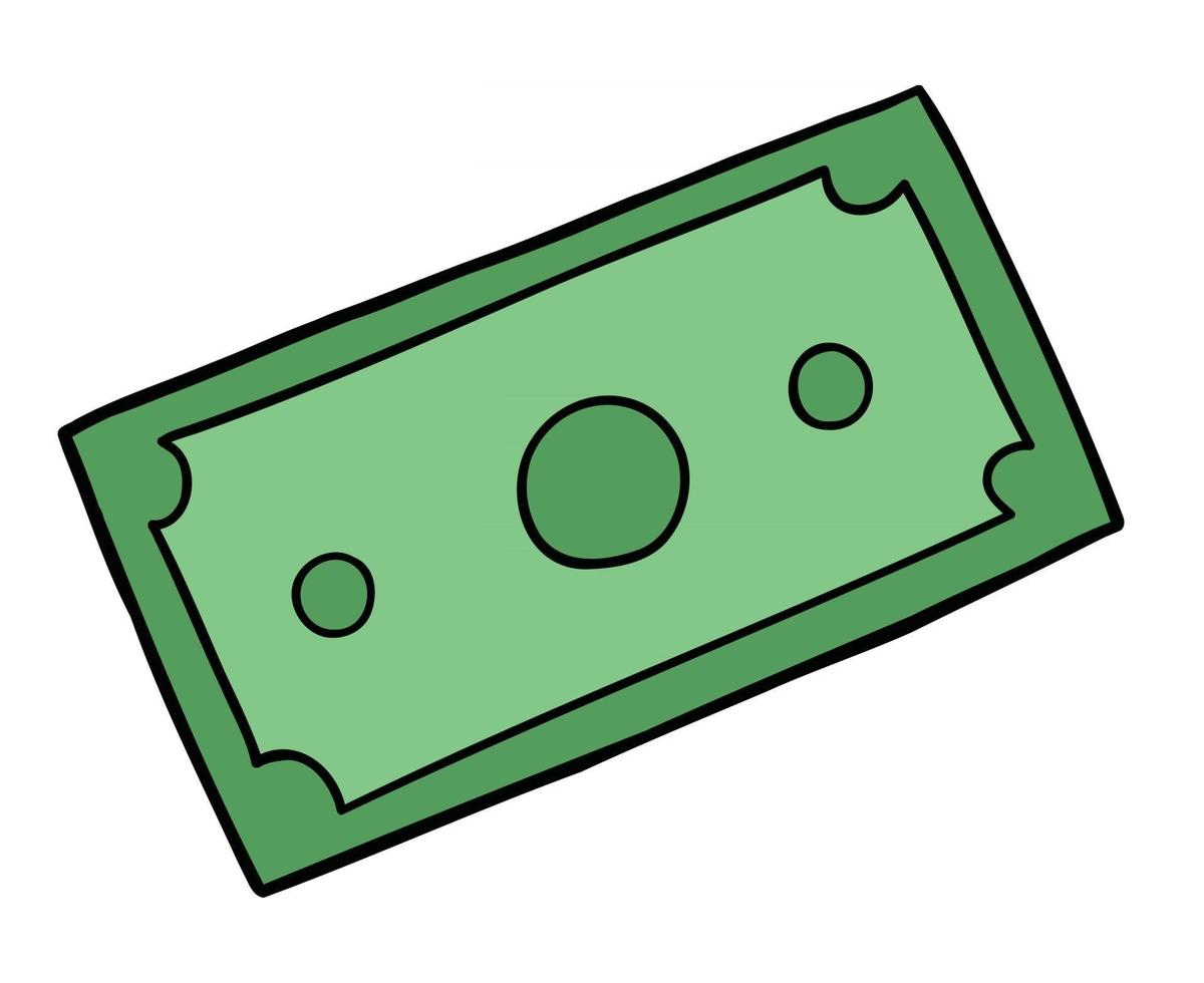 Cartoon one paper money, vector illustration