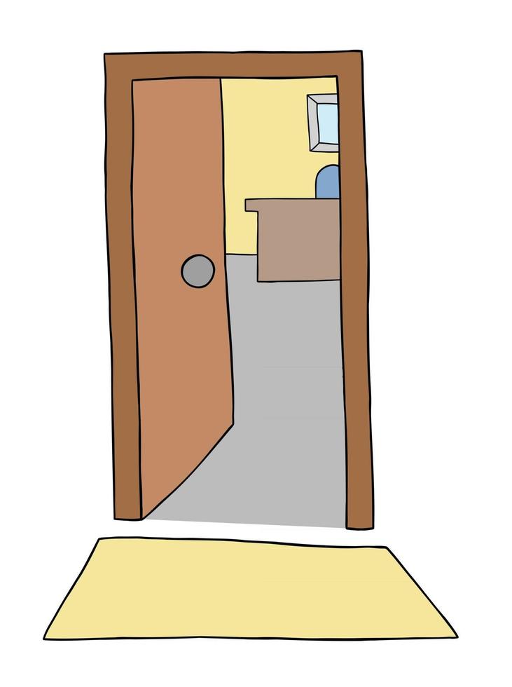 Cartoon office entrance door, vector illustration
