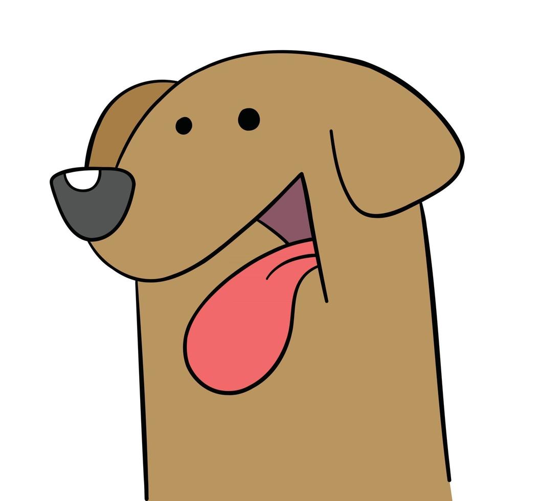 Perro feliz de dibujos animados con la lengua fuera, ilustración vectorial vector