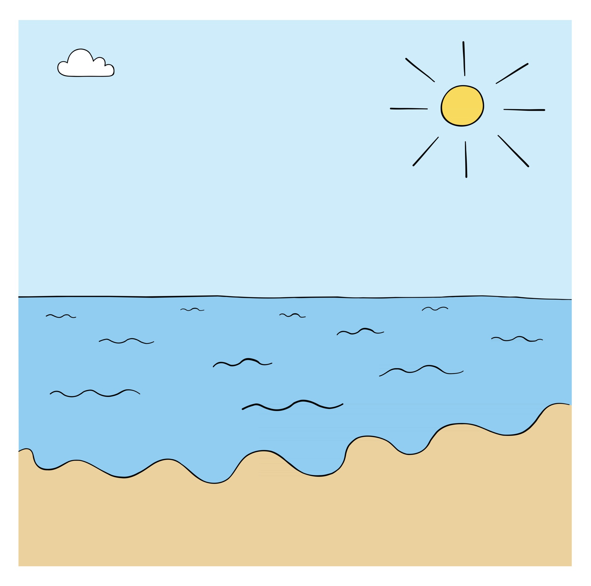 Cartoon sea, beach and sunny weather, vector illustration 2959120 Vector  Art at Vecteezy