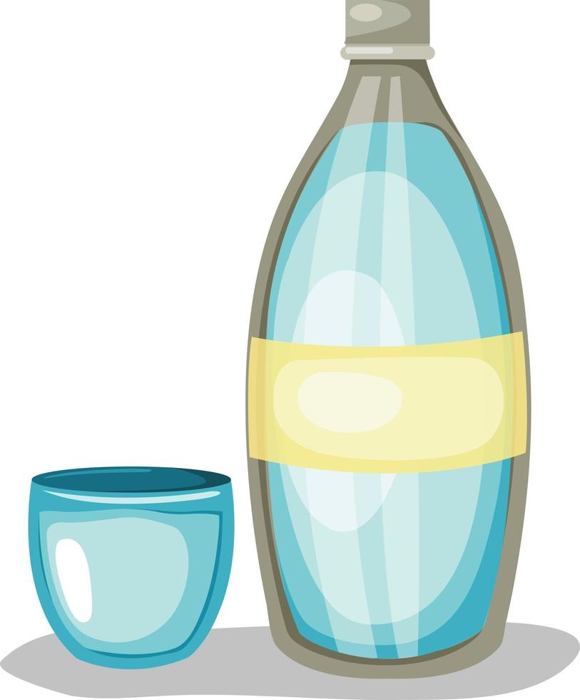 Bottle of water and glass.illustration vector