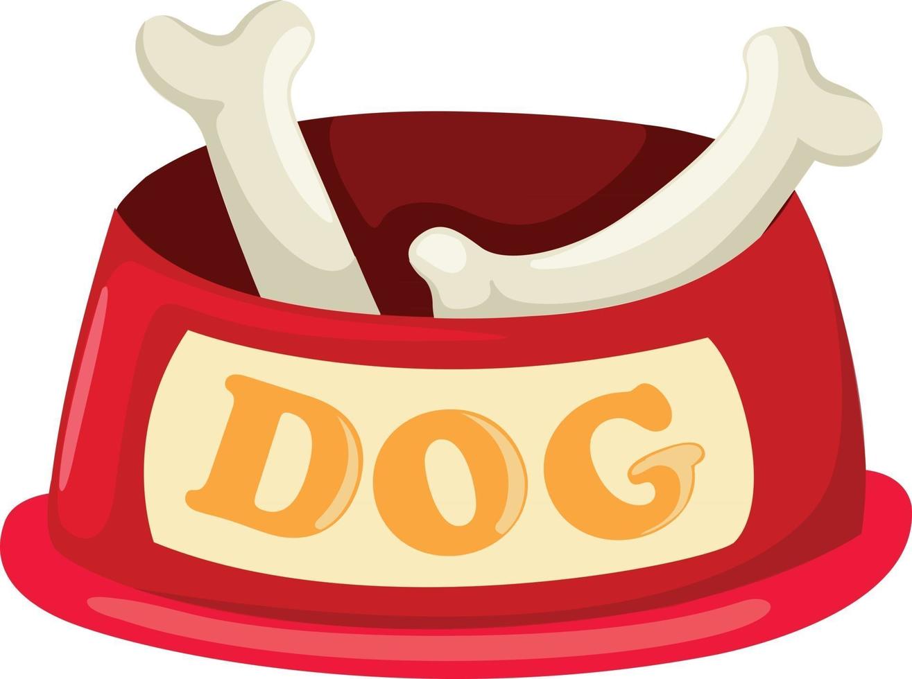 Illustration of isolated dog bowl with big bone vector