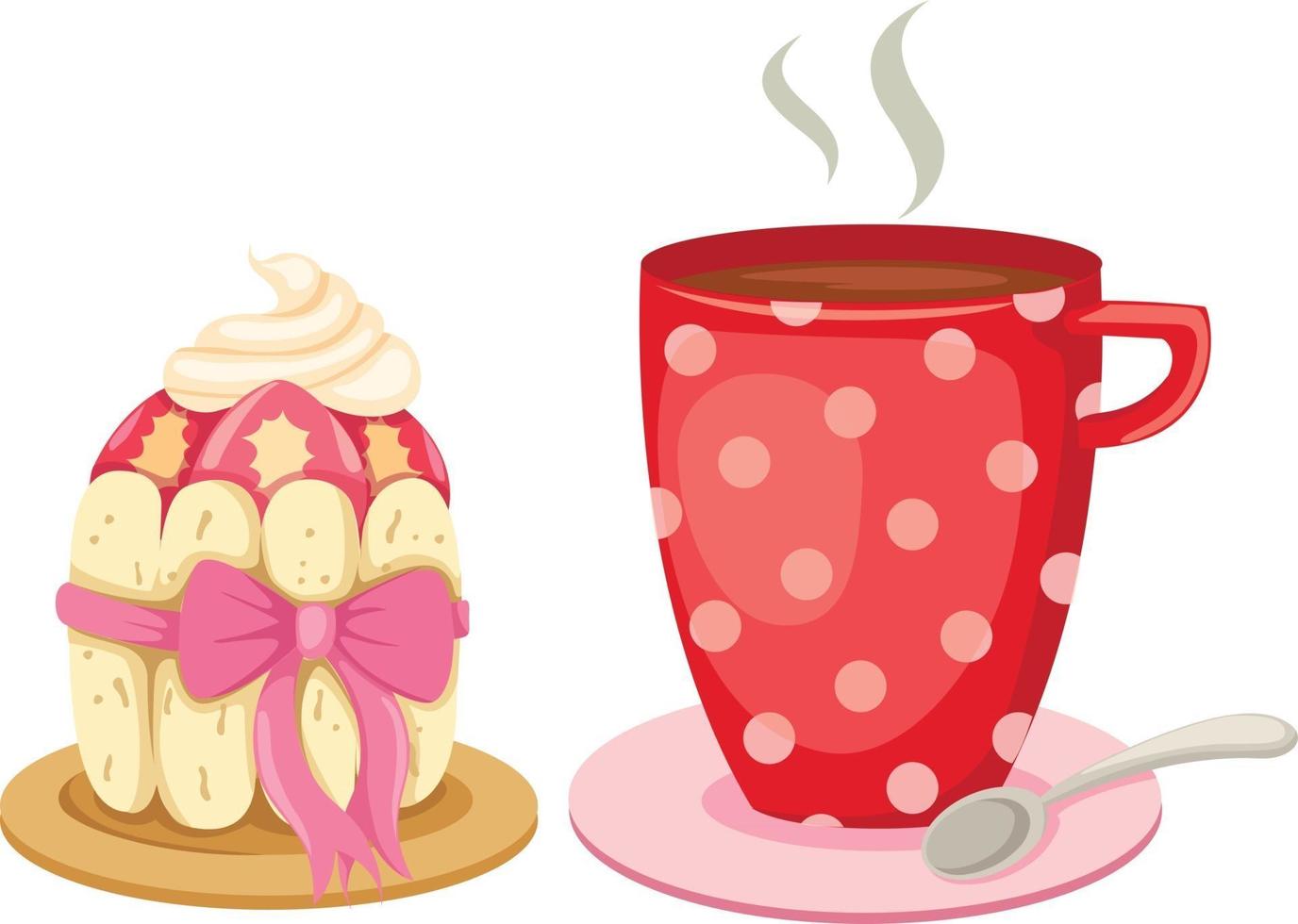 Afternoon tea with a gourmet cupcake vector