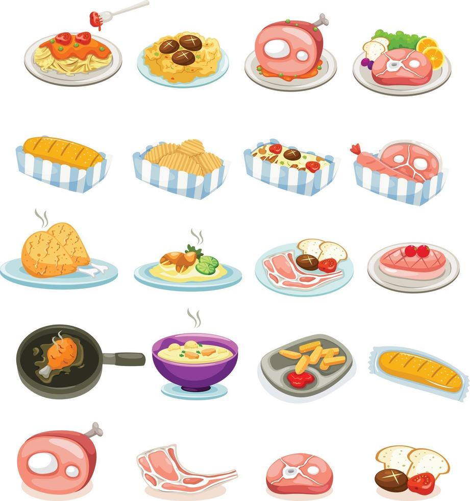 Ilustración de conjunto de alimentos aislados vector