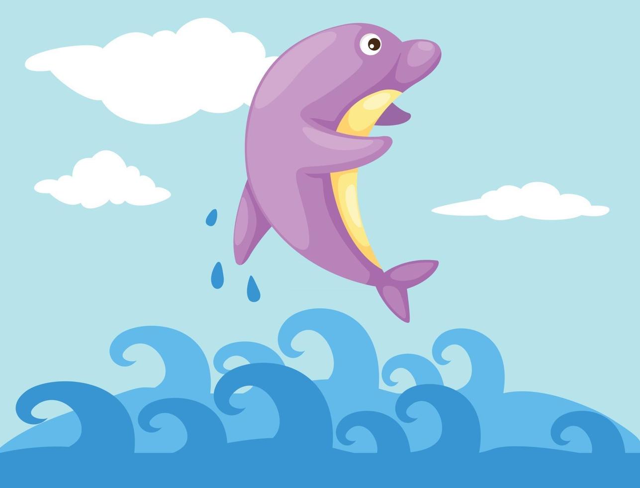 Ilustración de un delfín saltando vector