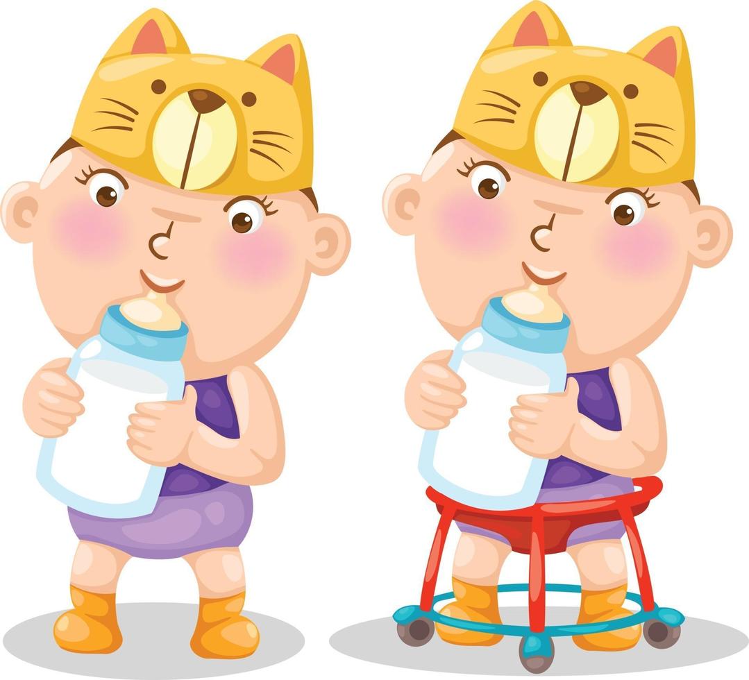 Illustration of baby boys drink milk vector