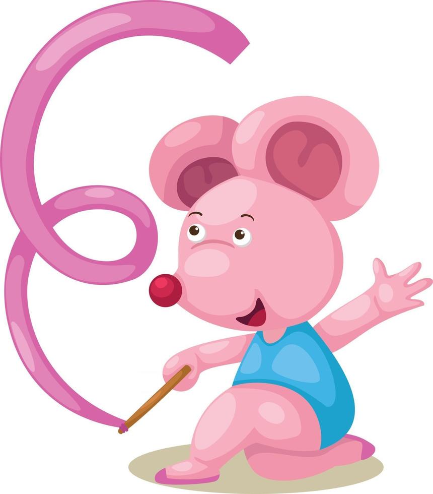 Female gymnast mouse with ribbon illustration vector