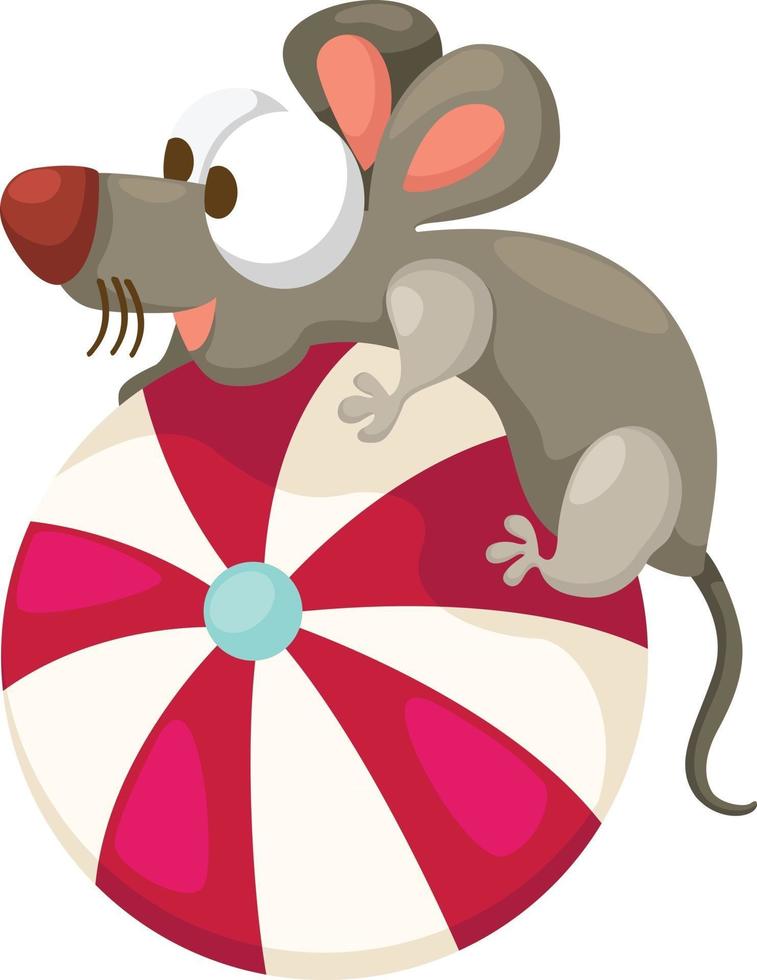 Ilustración de ratón aislado con bola sobre fondo blanco. vector
