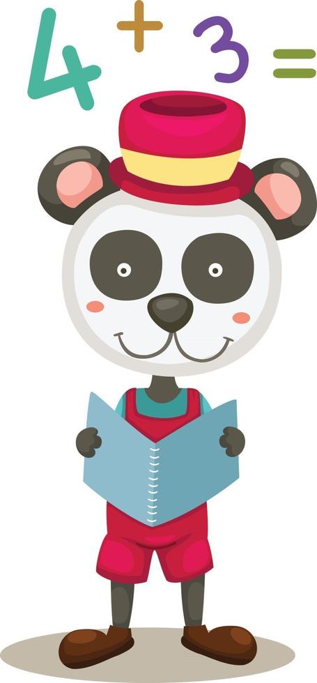 Illustration of panda reading a book vector