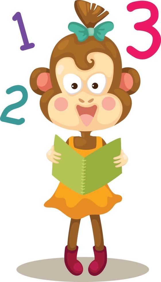 Illustration of monkey reading a book vector