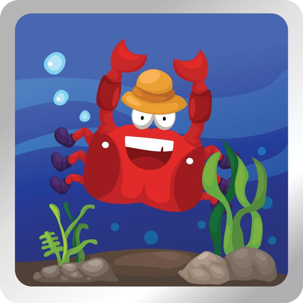 Illustration of a hermit crab underwater background vector