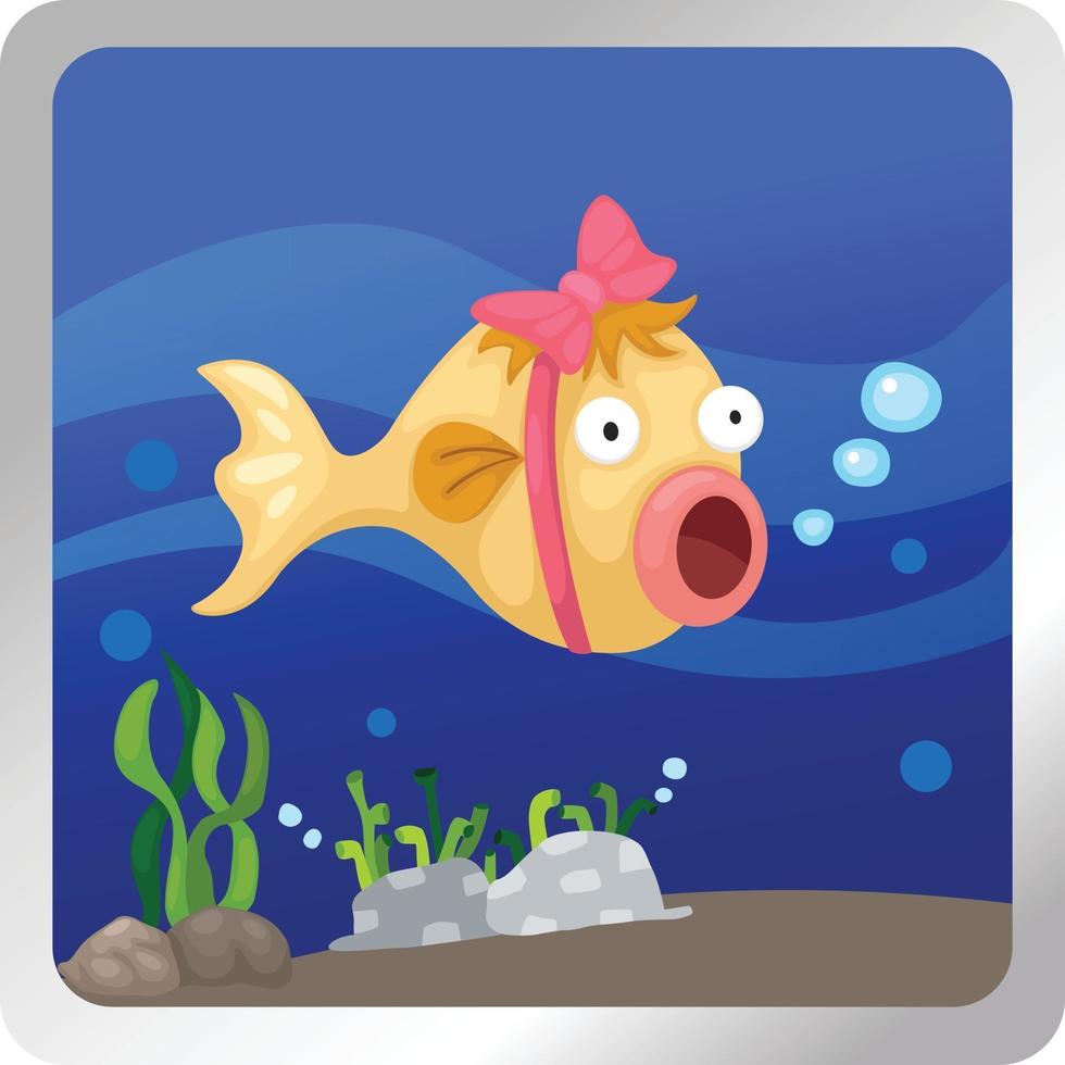 Illustration of a fish underwater background vector