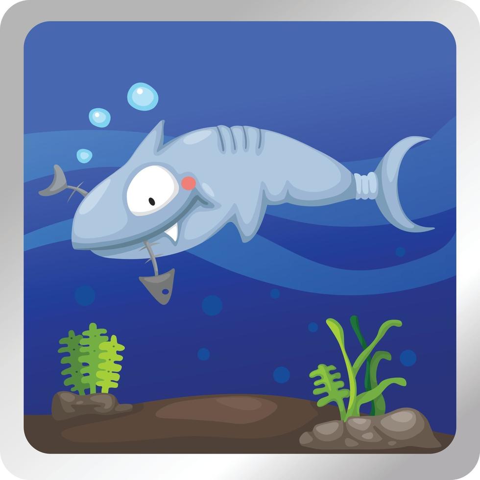 Illustration of a shark underwater background vector