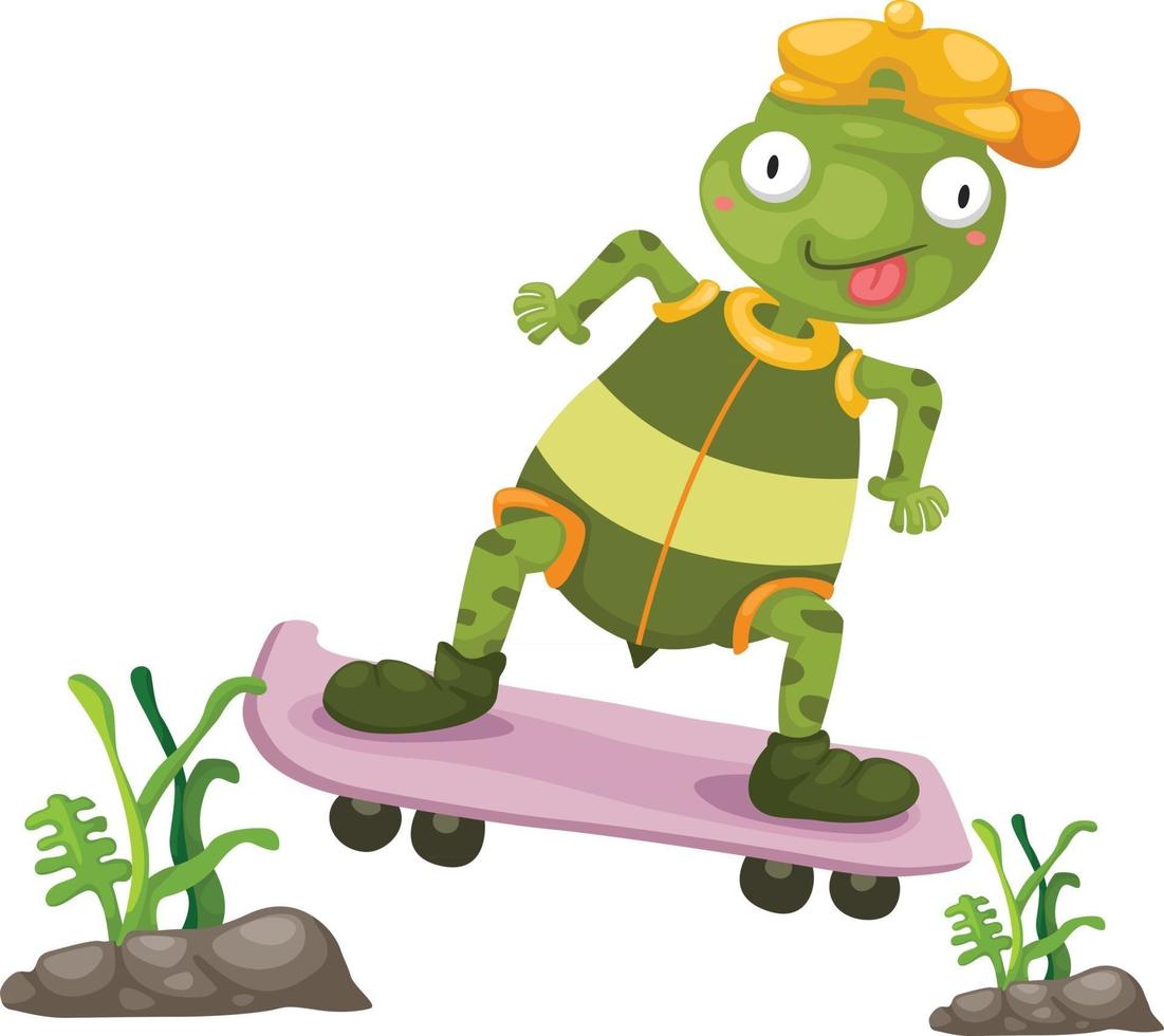 Illustration of a turtles play skateboarding on a white background vector