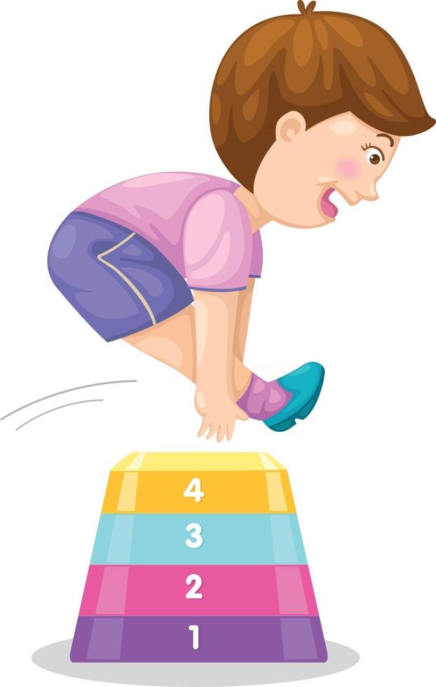 Illustration of a boy jumping hurdle vector