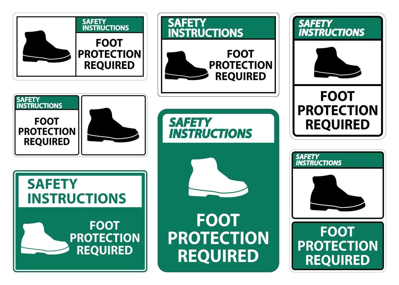 Safety Instructions Foot Protection Required Wall vector