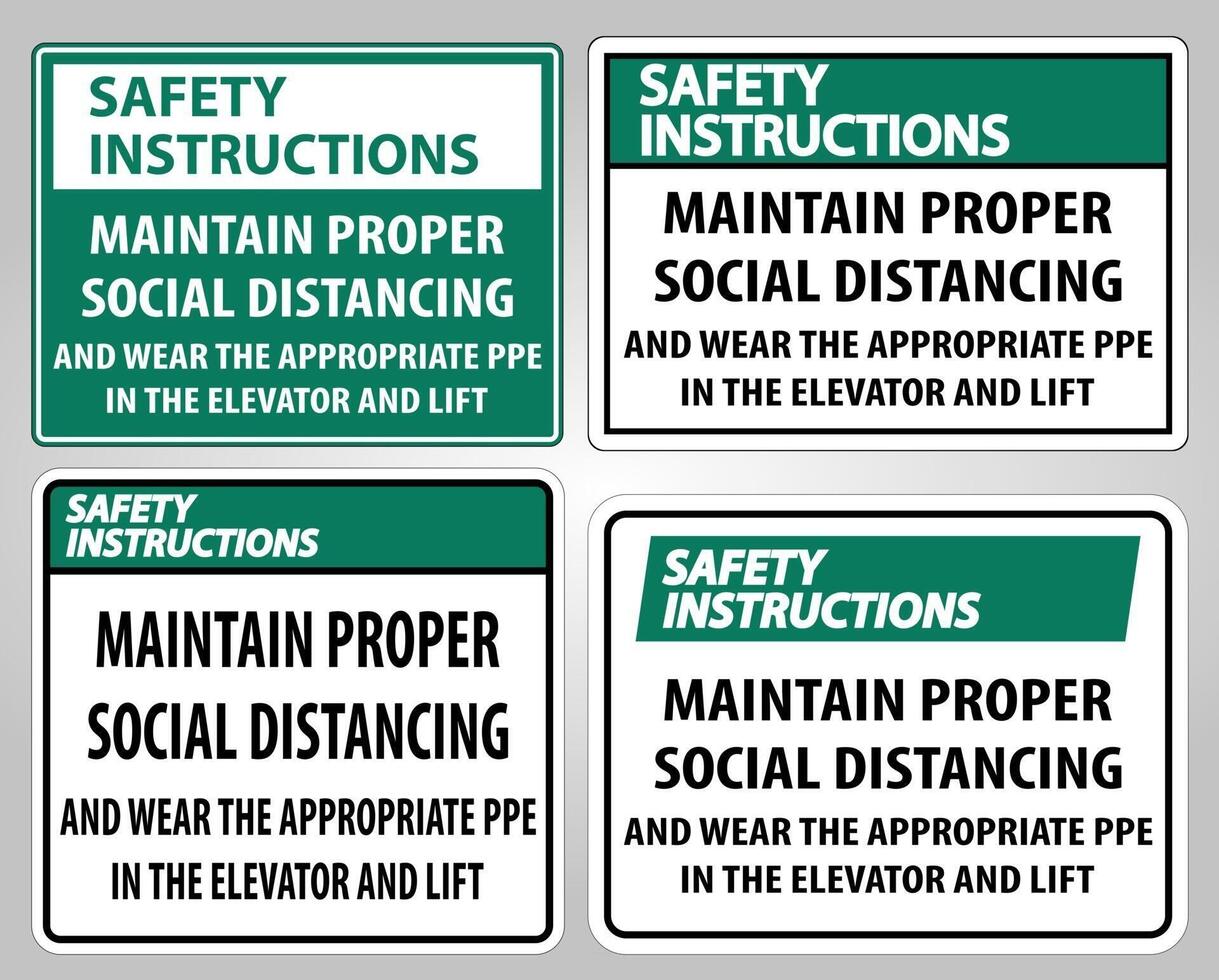 Safety Instructions Maintain Proper Social Distancing Sign vector