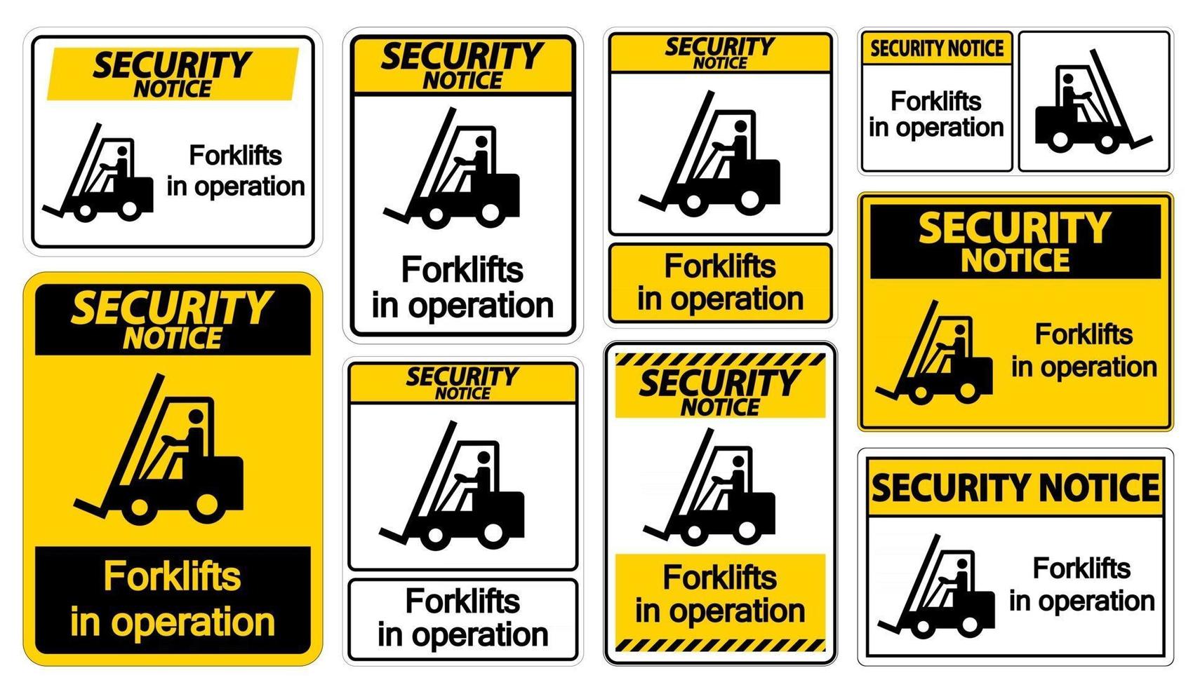 Aviso de seguridad símbolo de carretillas elevadoras en funcionamiento vector