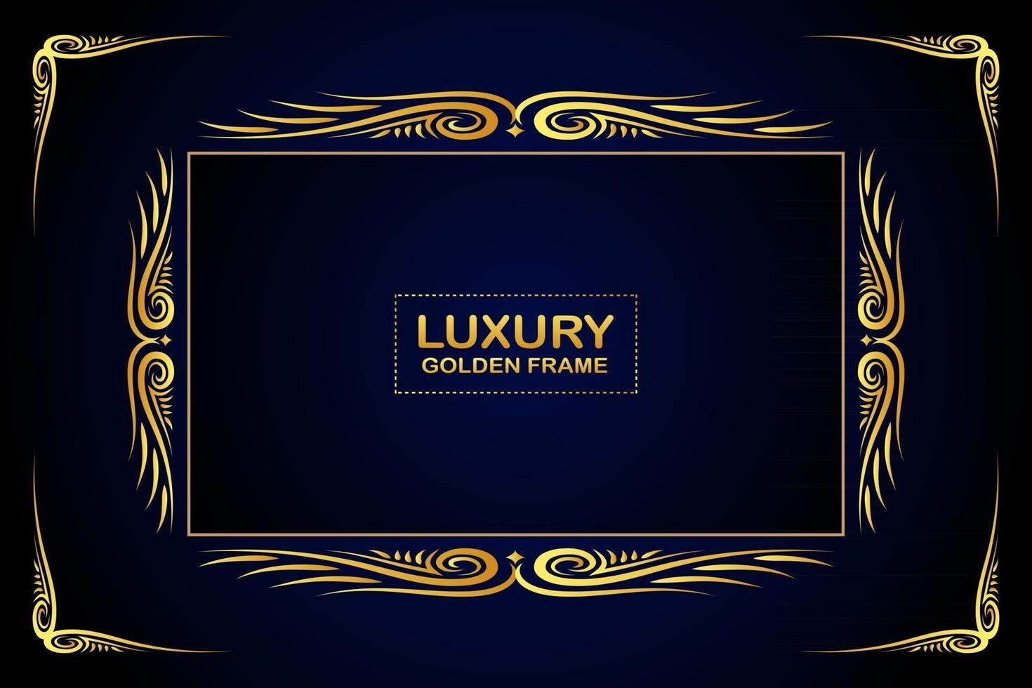 Golden frame on black background vector
