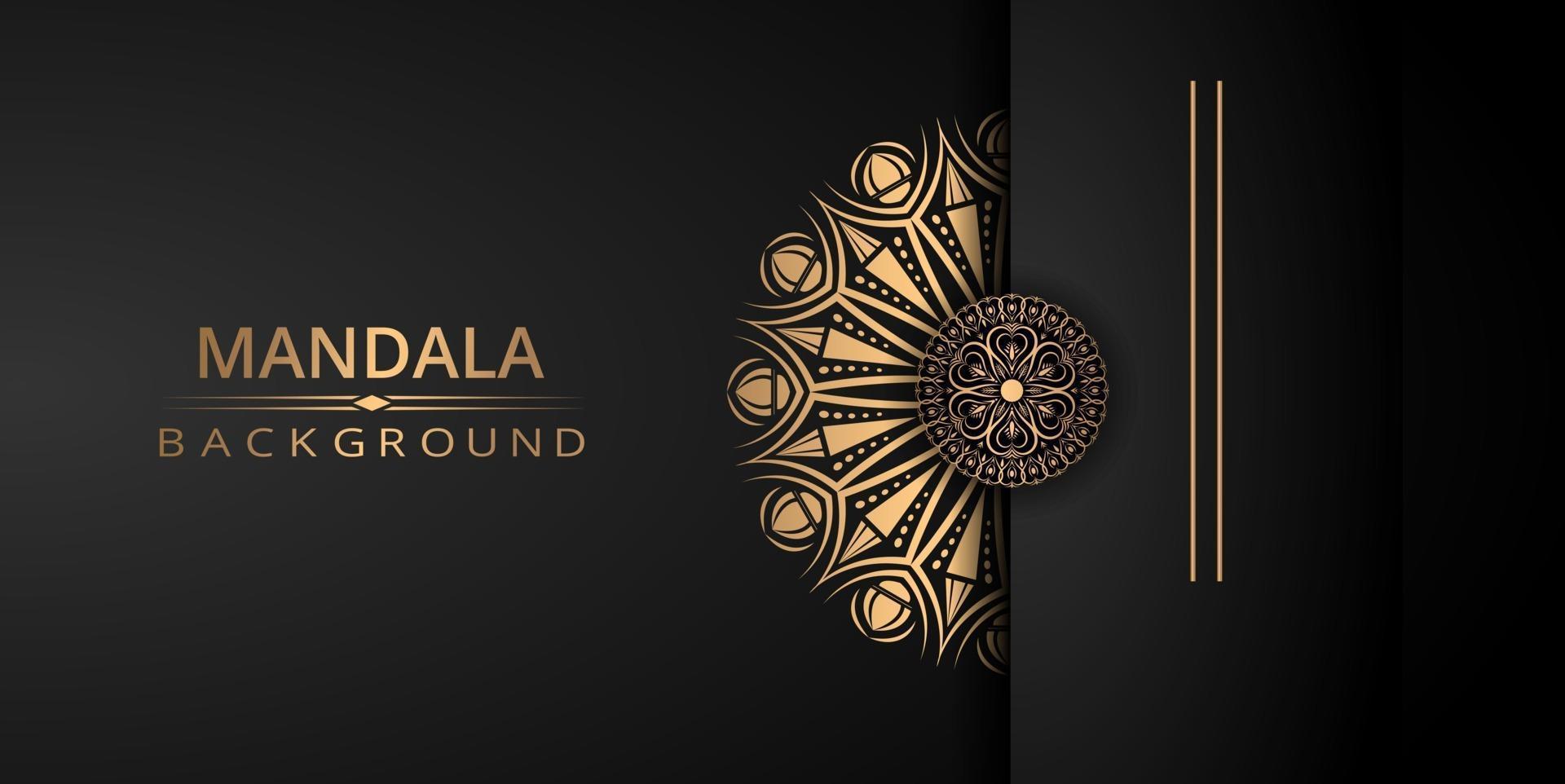 Luxury ornamental mandala design background in gold color vector