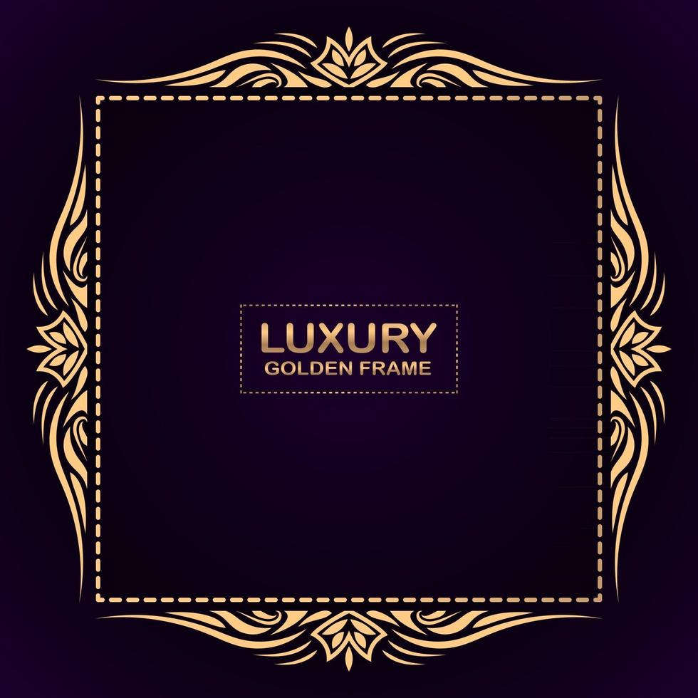 Golden frame on black background vector