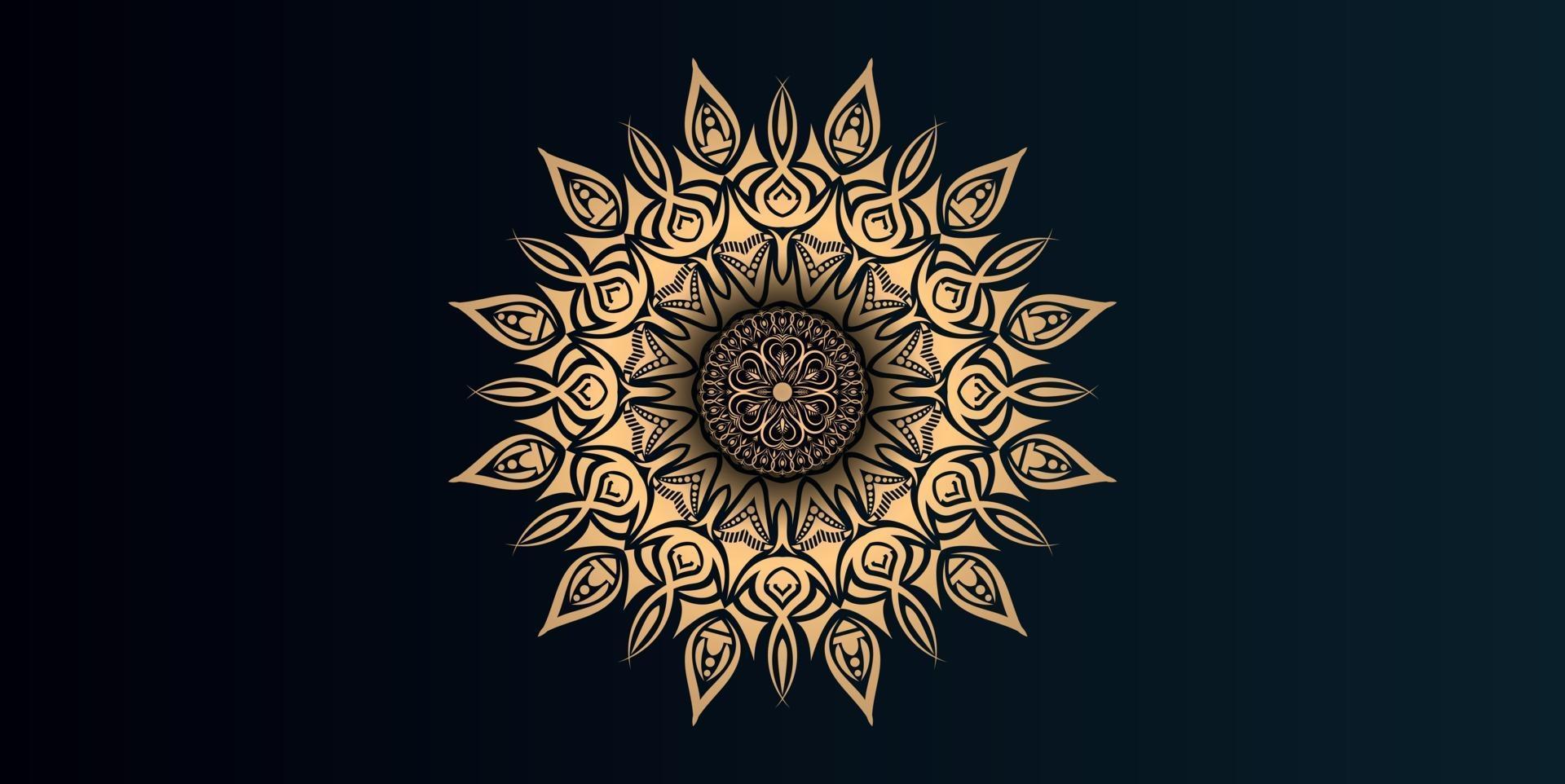 Luxury ornamental mandala design background in gold color vector