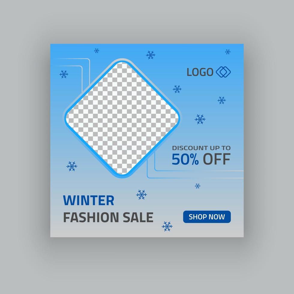 Winter fashion social media post or banner design vector