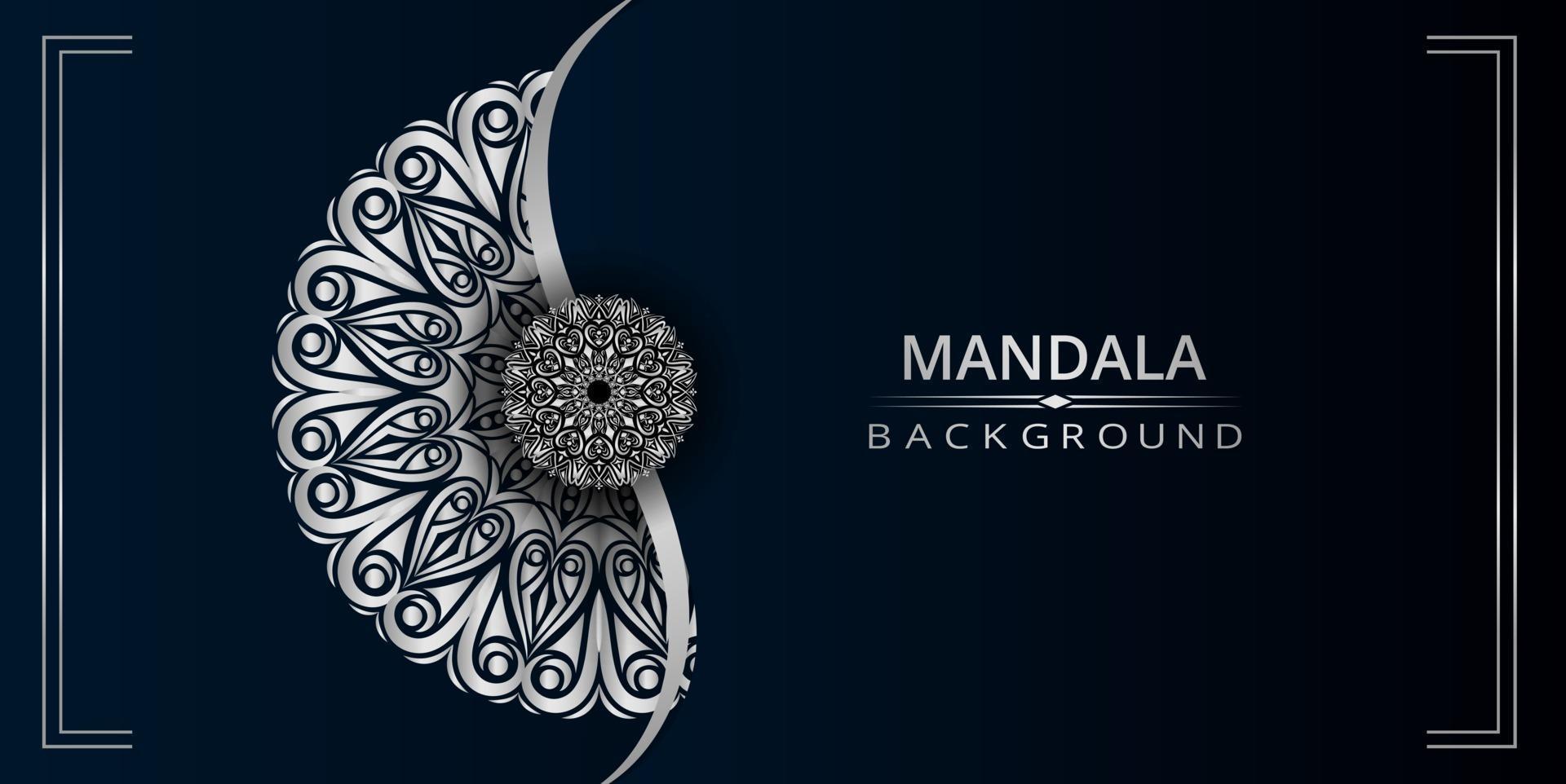 Luxury ornamental mandala design background with silver color vector