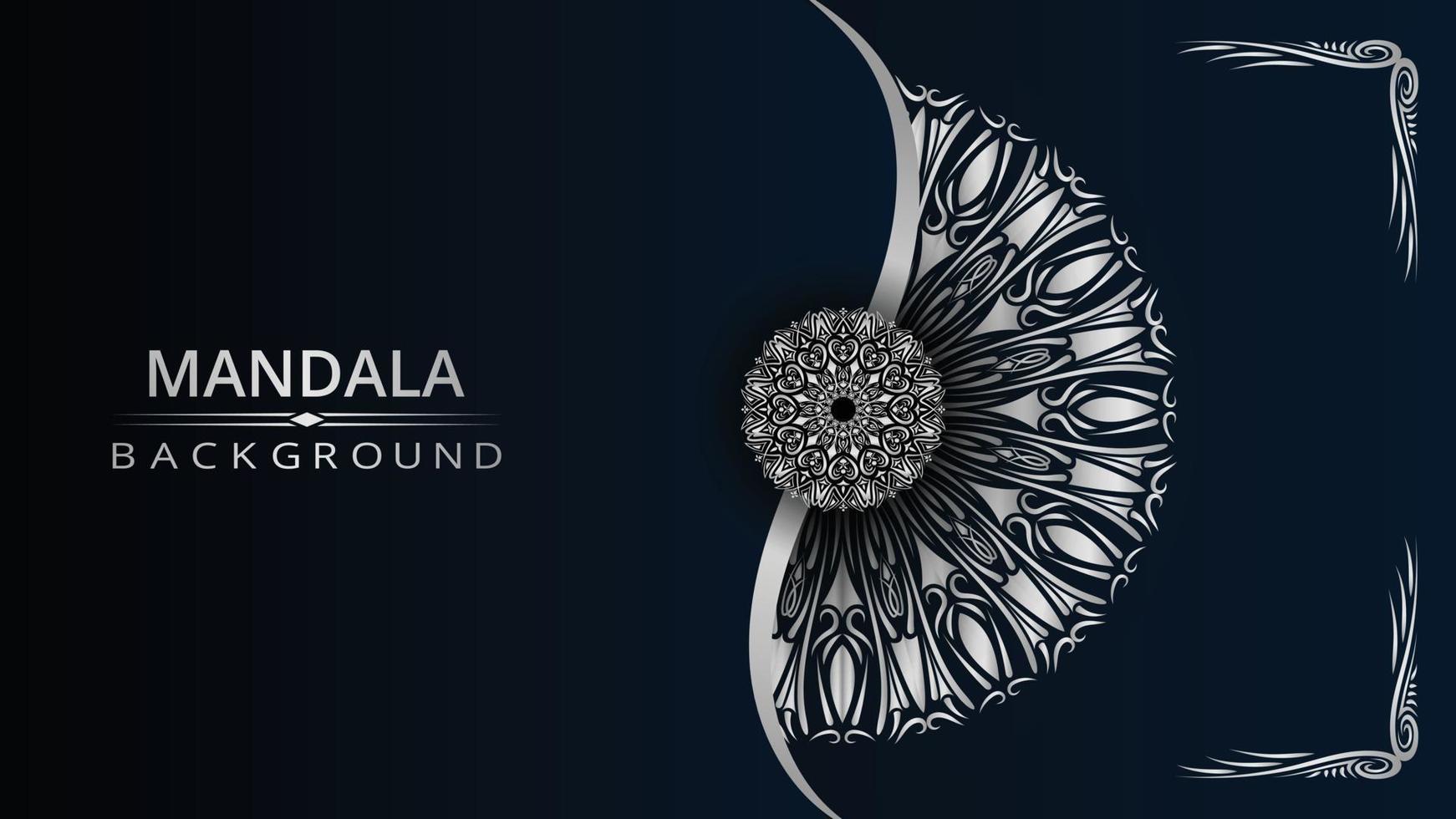 Luxury ornamental mandala design background with silver color vector