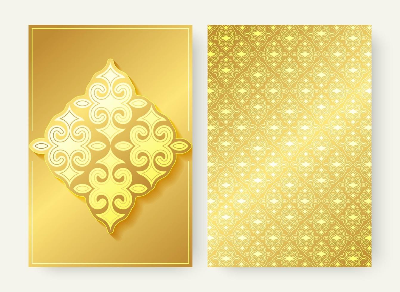 tarjeta de felicitación de patrón de ornamento de oro de lujo vector