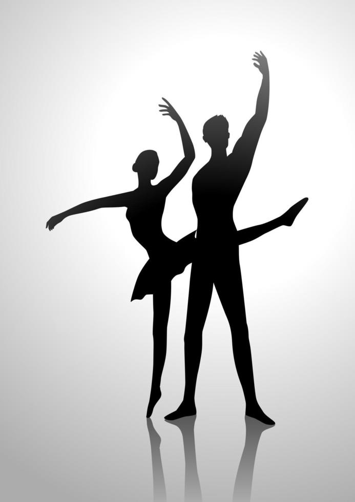 Ilustración de silueta de una pareja bailando ballet vector