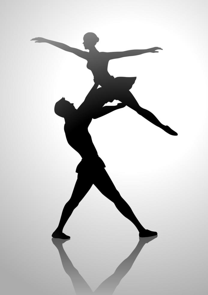 Silhouette illustration of a couple dancing ballet vector