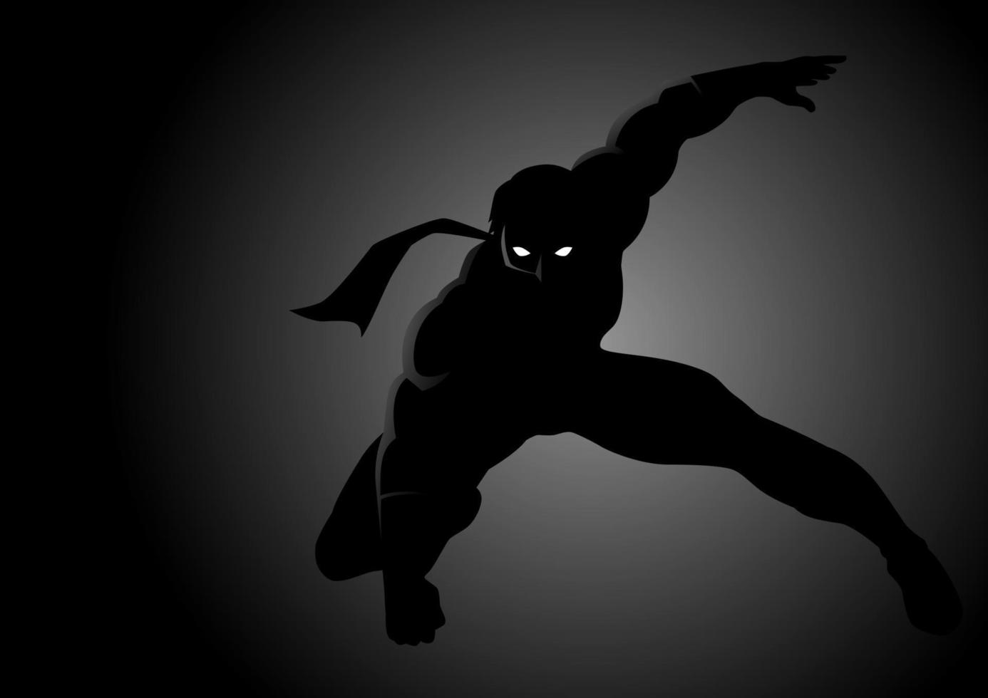 Silhouette illustration of a masked superhero vector