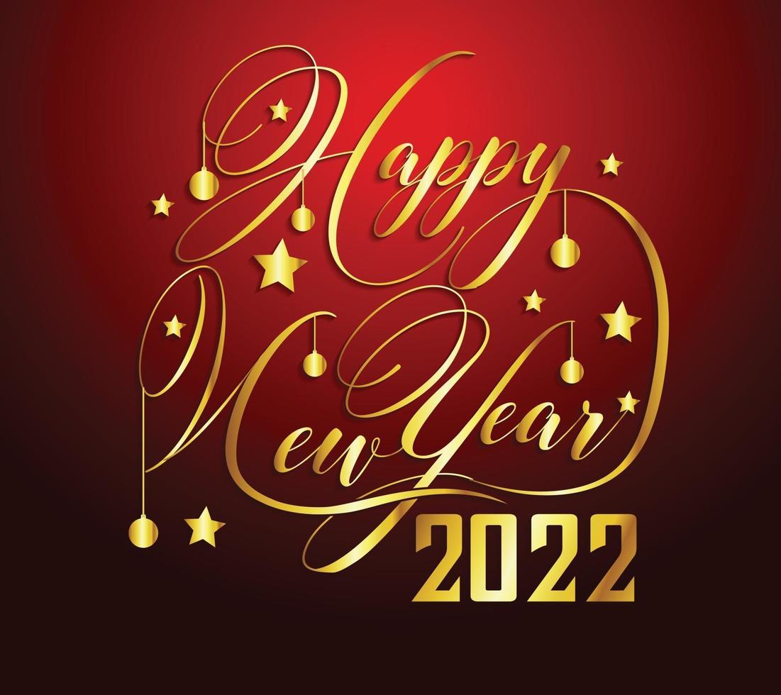 Happy New Year 2022 Lettering . Holiday Vector Illustration.