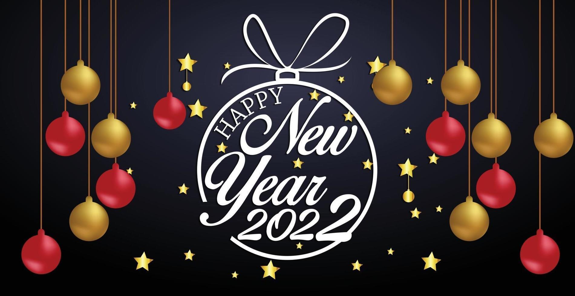 Happy New Year 2022 Lettering . Holiday Vector Illustration.