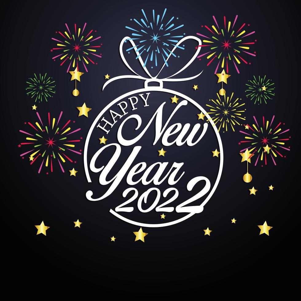 Happy New Year 2022 Lettering . Holiday Vector Illustration.