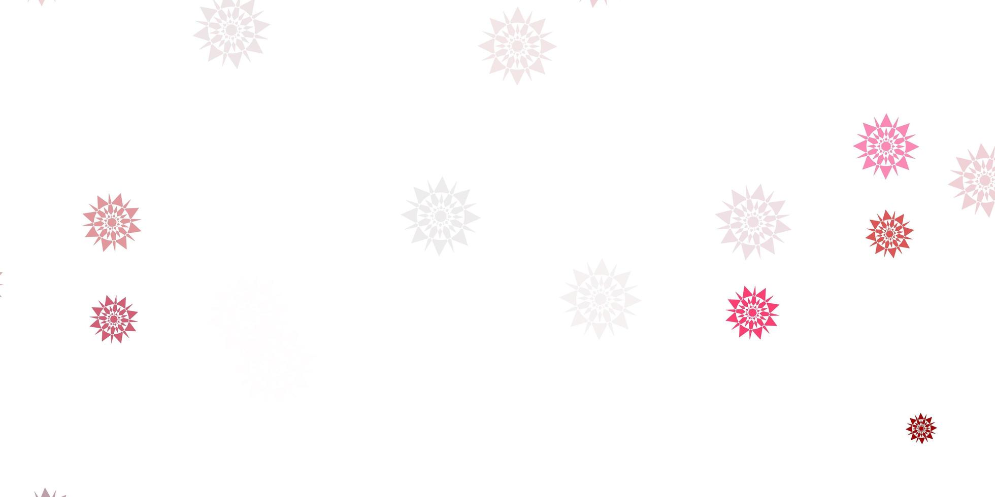 Light pink, red vector texture with bright snowflakes.