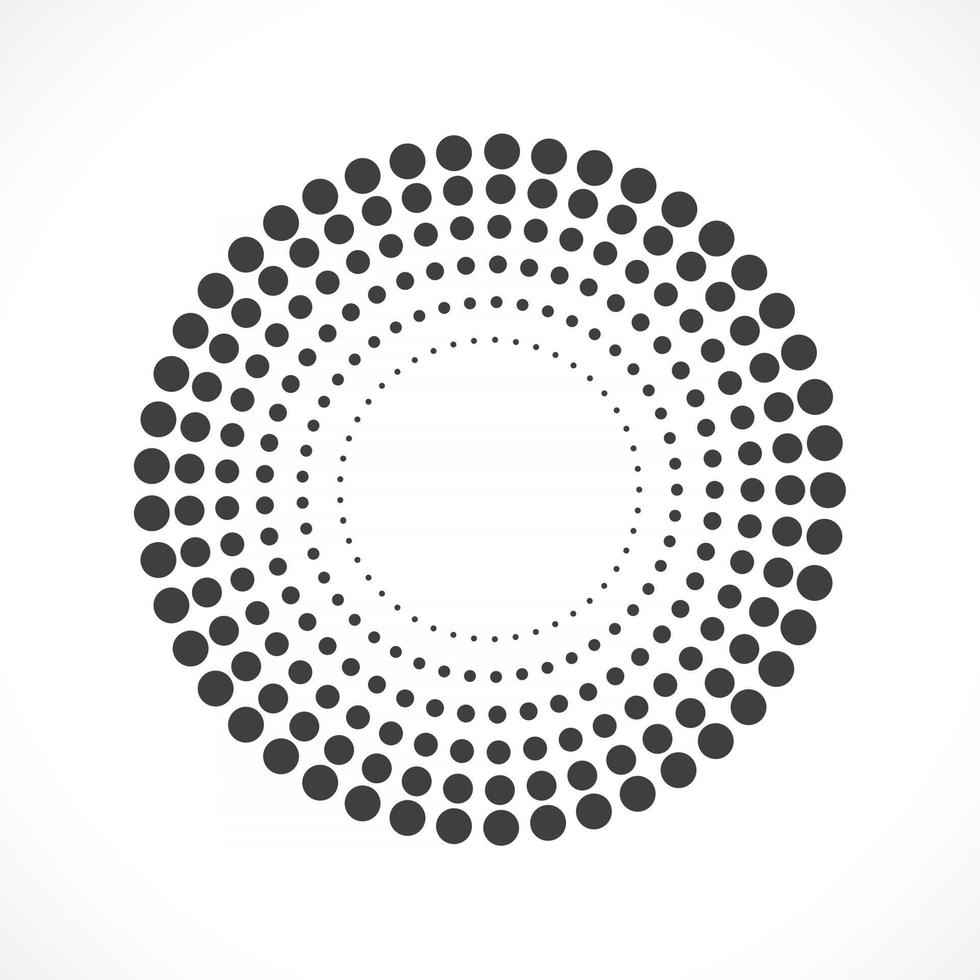 Abstract vector circle frame halftone dots logo emblem design.