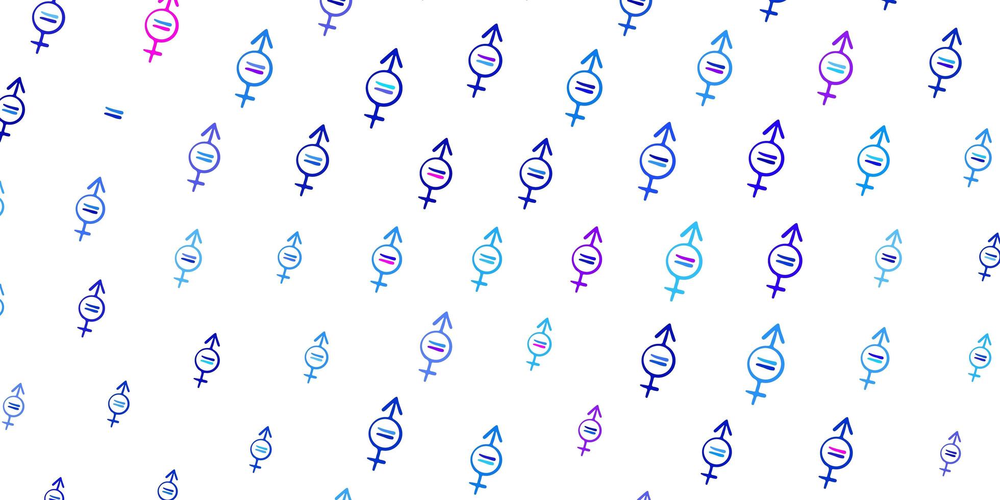 Telón de fondo de vector azul claro, rojo con símbolos de poder de las mujeres.