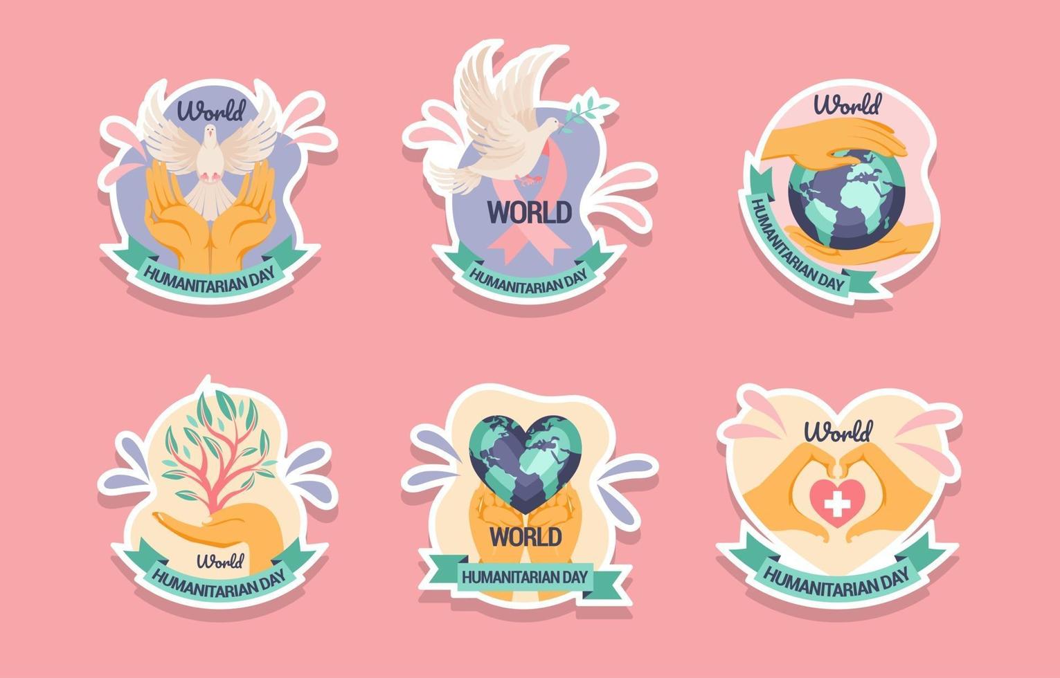 World Humanitarian Day Activism Sticker Pack vector