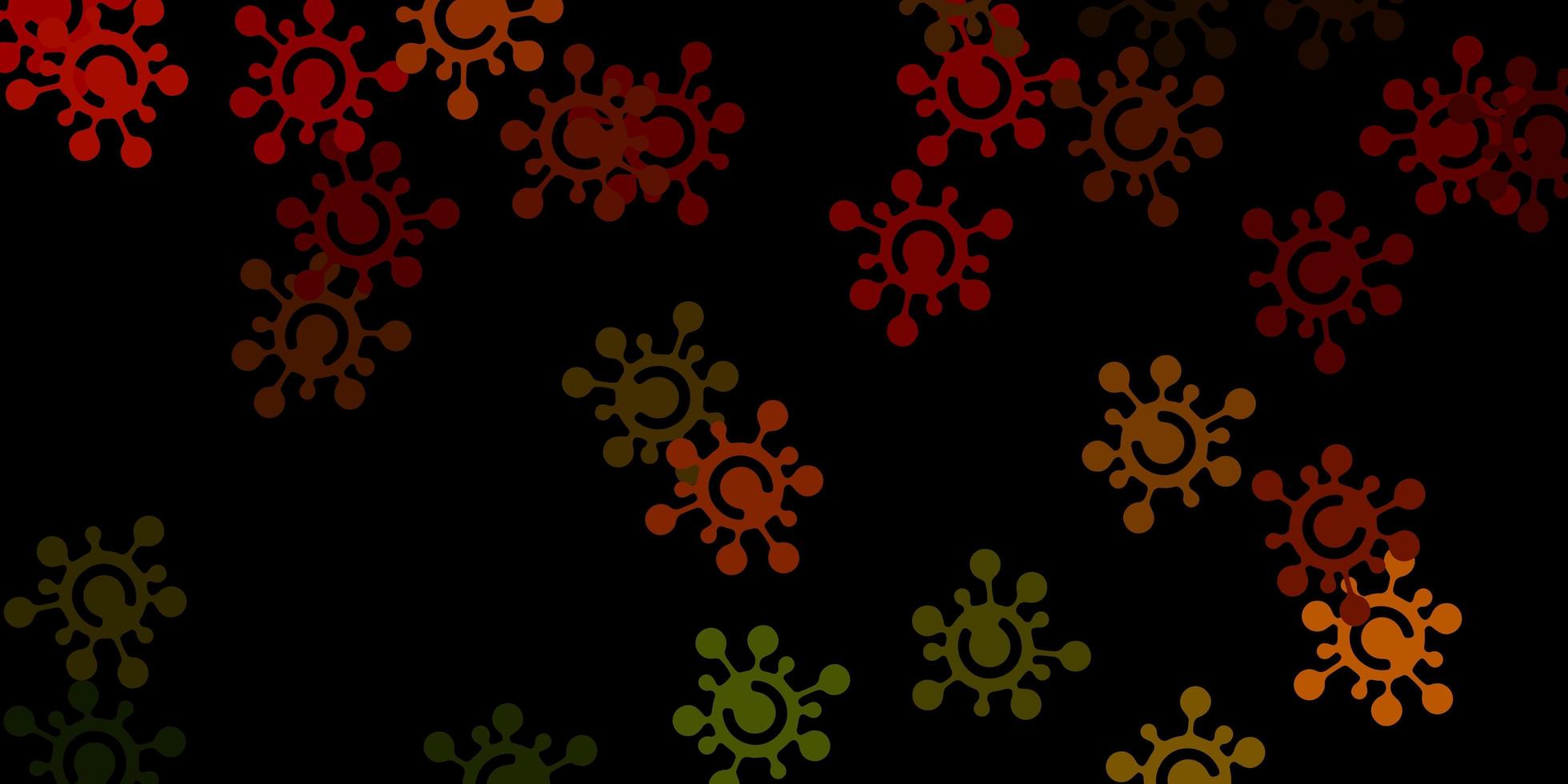 Dark green, yellow vector pattern with coronavirus elements.
