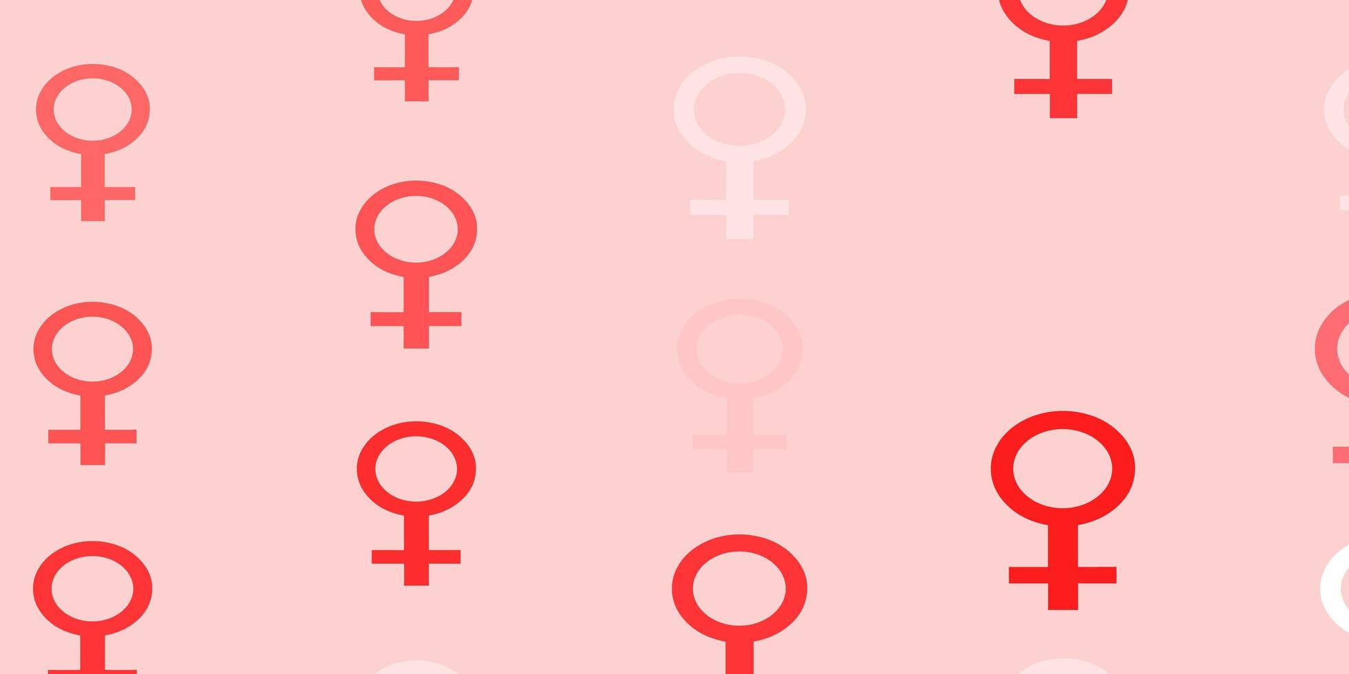 Fondo de vector rojo claro con símbolos de mujer.