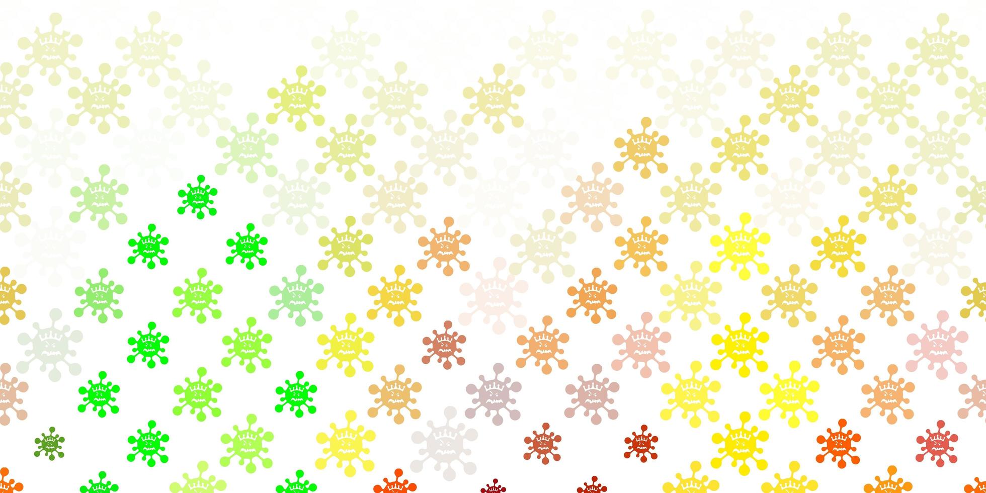 Light Green, Yellow vector backdrop with virus symbols.