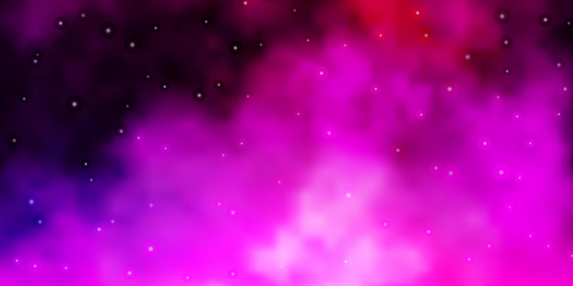 Plantilla de vector violeta, rosa claro con estrellas de neón.