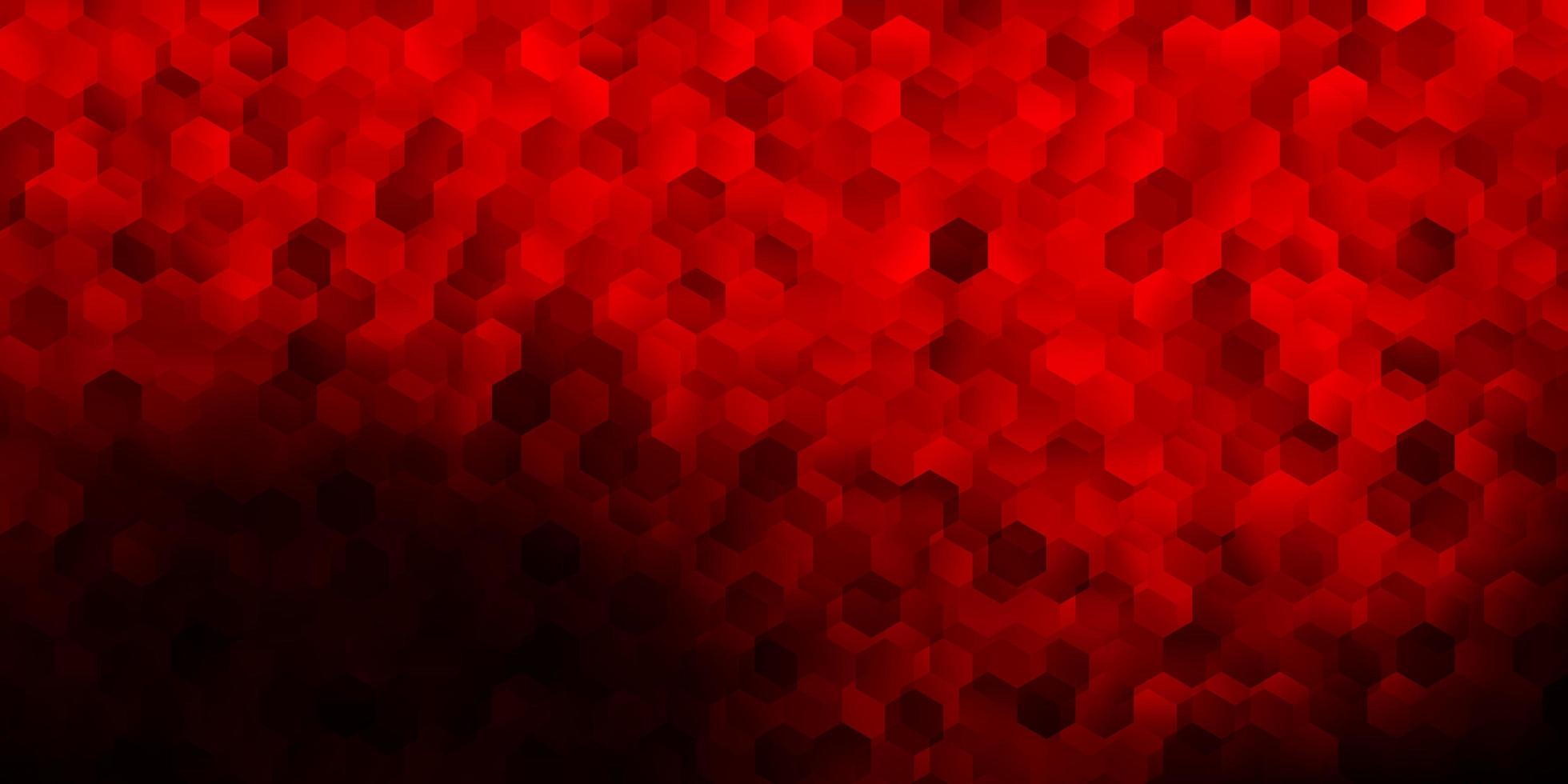 Telón de fondo de vector rojo oscuro con un lote de hexágonos.