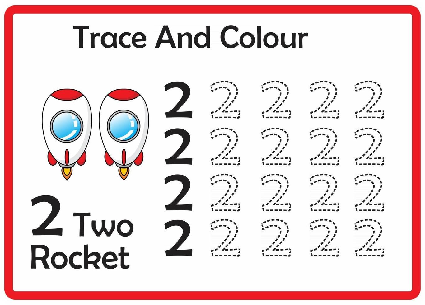 trace and colour rocket number 2 vector