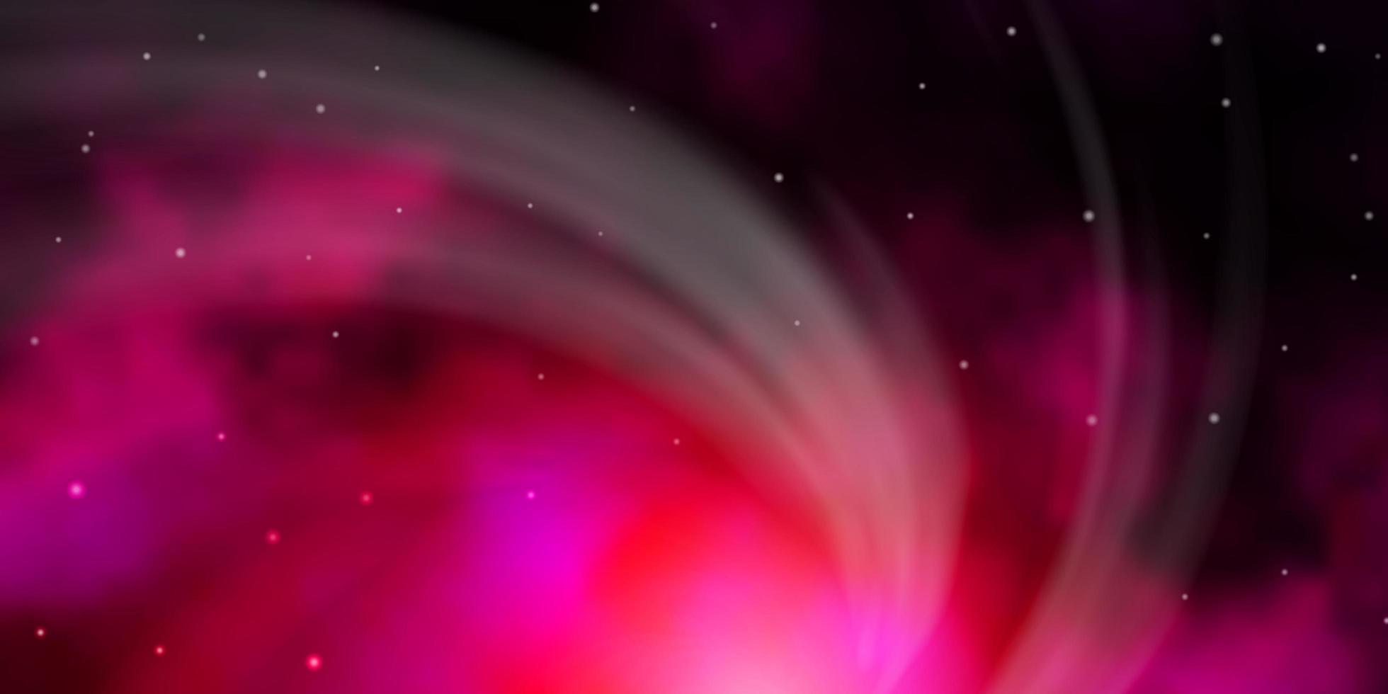Dark Pink vector background with colorful stars.