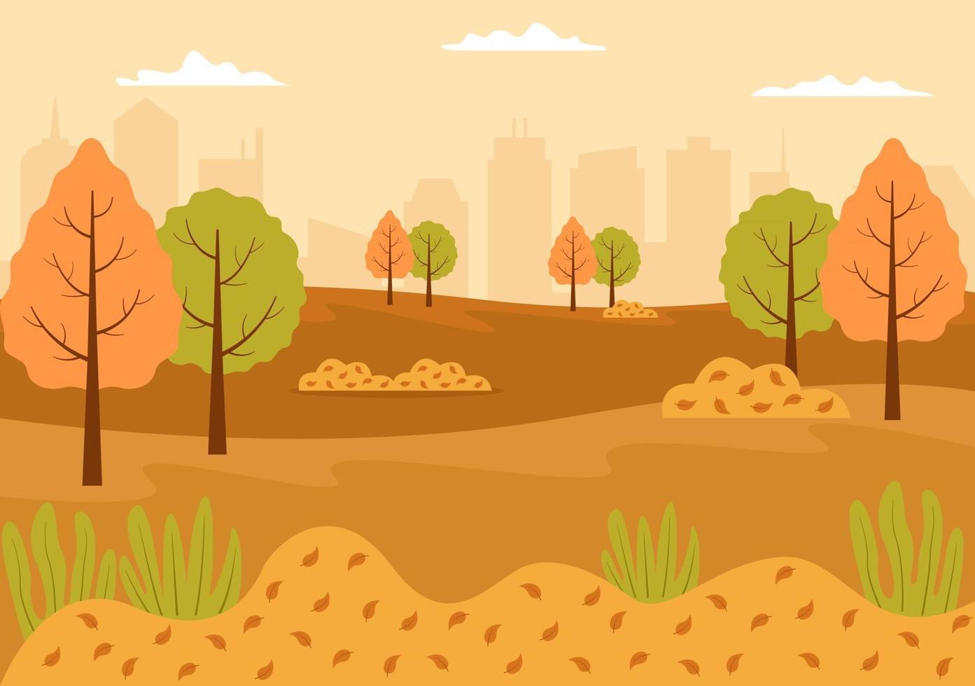 Autumn Background Landing Page Falling Leaves and Leaf Flying vector